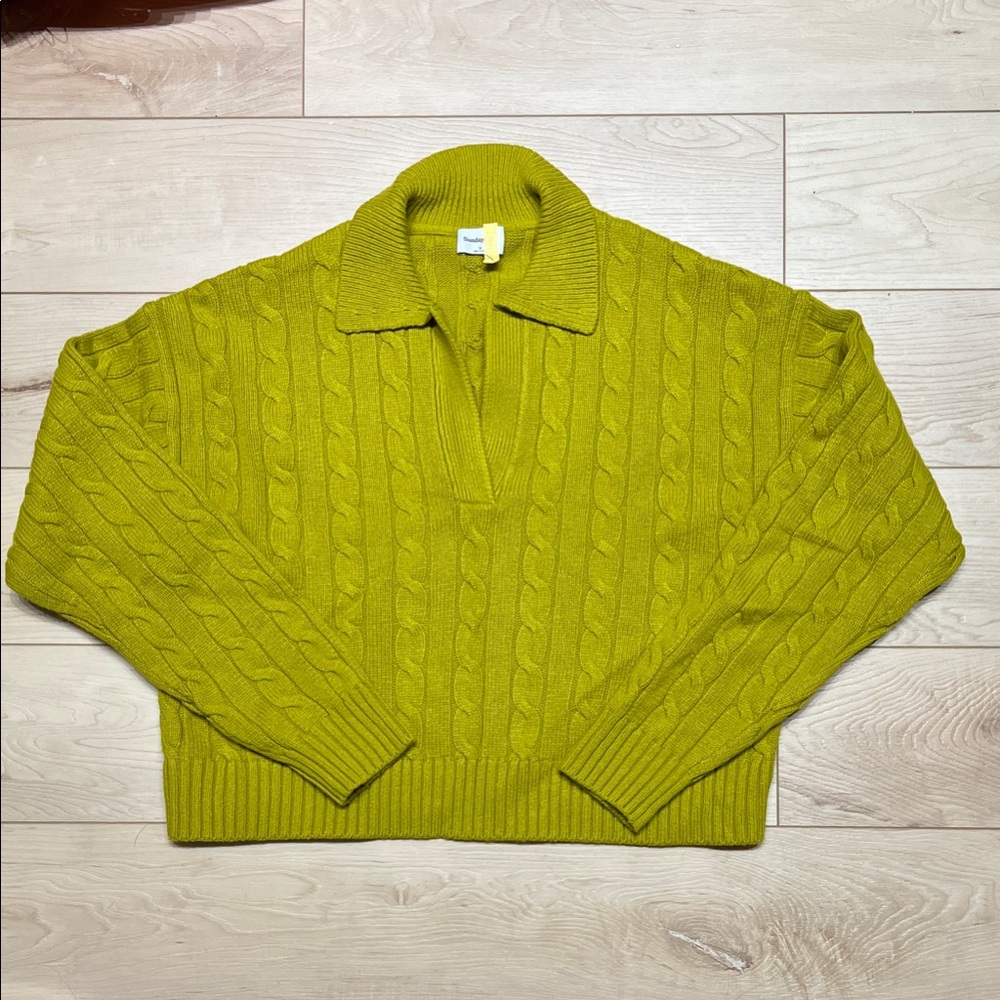 Sunday Best Lottie Chartreuse Cable Knit Sweater M